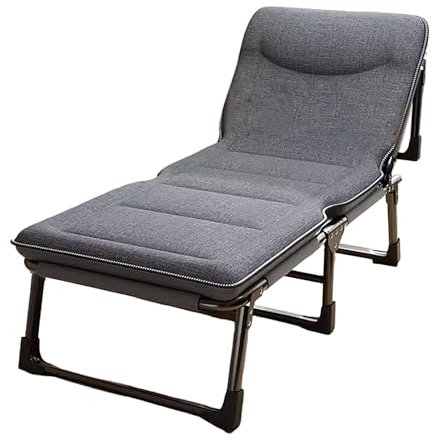 Klappbett Gästebett mit Matratze Vierstufige Einstellung Klappbett Feldbett Campingbett mit 3D Kopfstütze für Outdoor Garten Innen(Gray A,190 * 70 * 30cm)