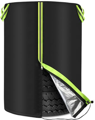MaxEarn 80 cm de diámetro x 117 cm de alto, funda universal para 4 neumáticos, bolsa de almacenamiento de neumáticos Oxford 210D con rayas reflectantes, funda para neumáticos de coche con cremallera y