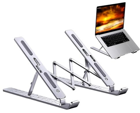 Teupyon Adjustable Laptop Stand, Portable Laptop Riser For Desk Laptop Holder, Foldable Ventilated Cooling Notebook Stand Folding Laptop Stand,Notebook Laptop Riser Folding Stand
