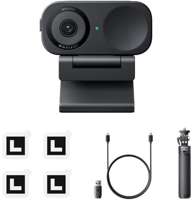 Insta360 Link 2C Tripod Bundle Graphite Black - 4K Webcam for PC/Mac, 1/2 Sensor, Auto Framing, HDR, AI Noise-Canceling Mic, Gesture Control for Streaming, Video Calls, Works with Zoom, Teams & More