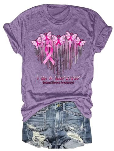 Générique Octobre Rose Ruban Elle Cancer du Sein Faites Vous Dépister T-Shirt Top Rose Top Rose Fushia Femme