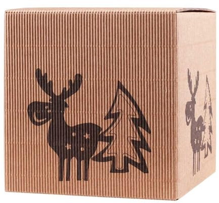 Geschenkbox L offene Welle Elch natur, 20 Stück