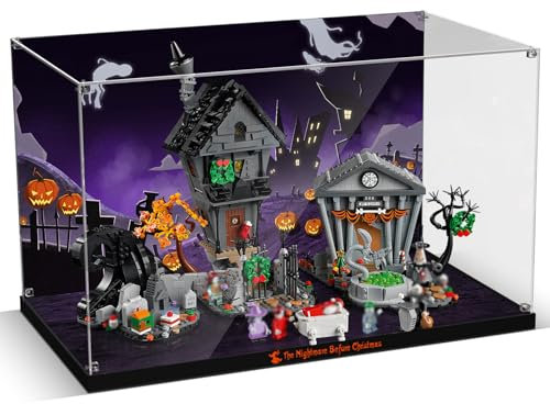 cooldac Acryl-Vitrine für Lego Tim Burtons Film Nightmare Before Christmas 21351-(Nur Box, Kein Modell), Staubdichtes Transparentes HD Backdrop Display Case kompatibel mit Lego Disney 21351
