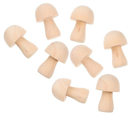 Weihnachten Party Holz Pilzmodelle für Kinder 10 Stück Graffiti | Beige, Klein und Leicht, Bemalbar, Tischdekoration für Zuhause, Erwachsene und Kinder