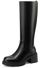 QUEEN HELENA Stivali Alti con Tacco Zip Laterale Casual Donna X31-87 (Nero, Sistema Taglie Calzature EU, Adulto, Donna, Numero, Media, 38)