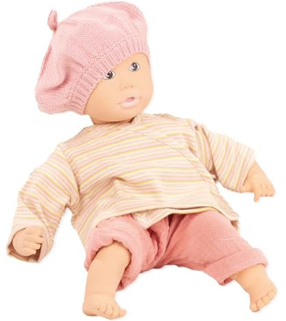 Götz 2333015 Baby Pure Cosy Lina Strawberry - 33 cm große Babypuppe aus Natur-Kautschuk ohne Haare, Blaue Augen - vegan & ökologisch ab 18 Monaten Monaten