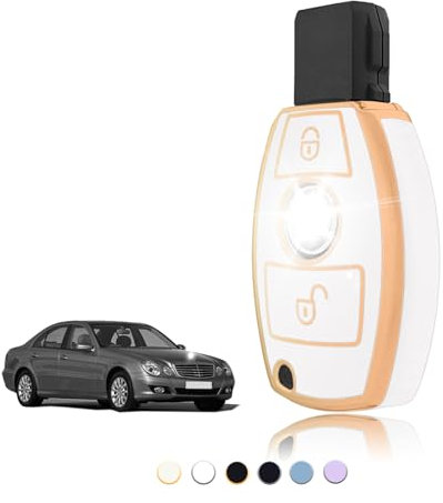 TOOMUME Coque Clé TPU, Etui Clé Étui Clé Adapté pour Mercedes Benz A/B/C/E/R/S Classe GLA GLC GLK CLA W176 W203 W204 W205 W211 W212 W245 BGA, Couvre Clef Cache Cle Voiture Telécommande - Smart Key