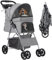 YITAHOME Hundewagen Haustiere Buggy bis 15kg, Hundebuggy mit Netzfenstern & Getränkehalter & Ablagekorb, Katzenbuggy für kleine Hunde Katzen (Grau)