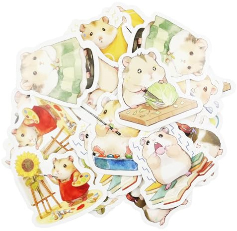 40 adesivi colorati per criceti, topolini per scrapbooking, adesivi in vinile ad acquerello per album, diario di viaggio, album di ritagli