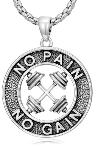 PDTJMTG Hantel Halskette 925 Sterling Silber Hantel Anhänger Sport Fitness Schmuck Geschenk für Herren