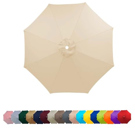 Sonnenschirm Ersatzbezug 2m 2.3m 2.5m 2.7m 3.0m 3.5m, 6/8 Streben Wasserdicht Schirmbezug Sonnenschirm Ersatzteile, Sonnenschirm Ersatz Baldachin Abdeckung für Hof, Garten, Strand, Pool(Beige,2.5m/8-R