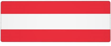 LLKGOT Gaming-Mauspad mit österreichischem Flaggenmuster, XXL, großes Mauspad, lang, verlängertes Mauspad, Schreibtischunterlage, rutschfest, Gummi, genähte Kanten, dünnes Pad, 80 x 30 x 0,3 cm