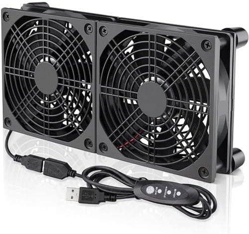 Wdbild Ventilateur USB 2 x 120 mm Deux USB 120 mm Ventilateur de Boîtier Double 12 cm Ventilateur PC 240 mm Ventilateur d'ordinateur avec 3 vitesses réglables pour le refroidissement du routeur