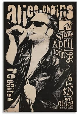 POKKMNJB Alice in Chains Rockband-Poster, ästhetischer Leinwand-Kunstdruck, Heimdekoration für Schlafzimmer, Wohnzimmer, 30 x 45 cm, ungerahmter Stil