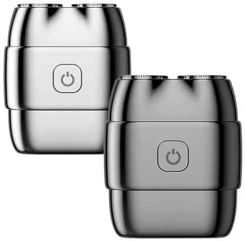 2025 Neu Rasierer Herren Elektrisch, Mini Portable Electric Shaver, IPX7 Wasserdicht Mini Trockenrasierer Herren Elektrisch mit Dual-Ring Magnetklinge für Nass- und Trockenrasierer (2PC)
