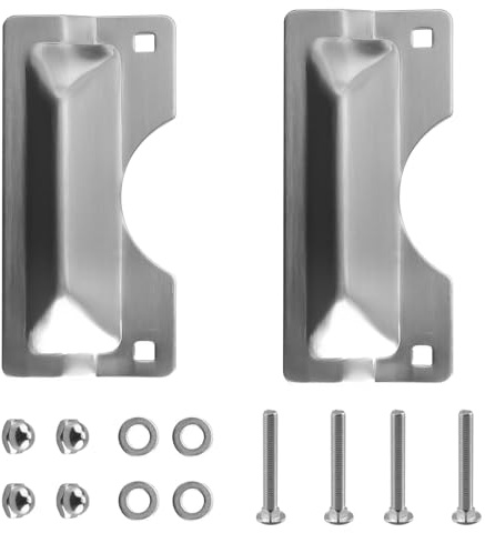Latch Guard Plate Cover U 9496 Replacement for Prime-Line Door Latch Guard, 3 in x 7 in Stainless Steel Door Security Strike Plate Easy to Install on Out-Swinging Doors (2 PCS, Silver