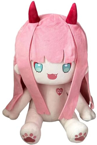Qixiaan Zero Two Plüschfigur 02 Plushies Set Rosa Mini Kuschelkissen PP Baumwolle Gefülltes Kissen Super Soft Plushie für Anime Fans