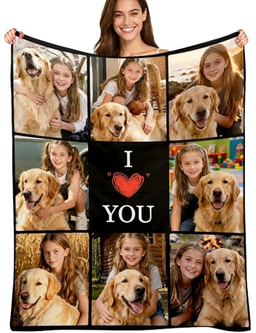 Custom4U Personalisierte Decke mit Foto und Text - Flanell Kuscheldecke als personalisiertes Geburtstagsgeschenk für Mama, Papa, Paare & Ehepartner