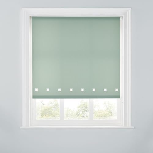 Premium Trimmable Square Eyelet Roller Window Blind – Light Filtering Fabric,Easy Fit,Child Safe Chain for Bedroom,Kitchen,Living Room. 6FT - SAGE - 180cm (W) x 170cm (L) | 70.8 (W) x 66.9 (L)