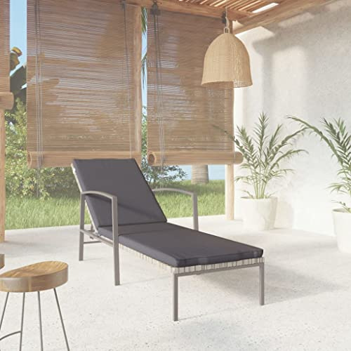 ChicAbode Sonnenliege mit Auflage Poly Rattan Grau Gartenliege Gartenmöbel Liegestuhl Relaxliege A618