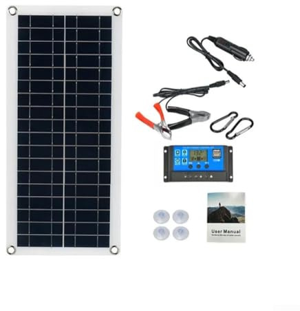 1000W 12V Solar Panel Kit con Regulador de Carga USB para Móvil, RV, Coche Caravana y Camping – Panel Solar Portátil para Carga de Batería Exterior