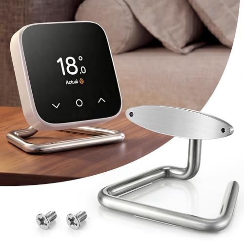 Enhon Thermostat Stand Bracket, Compatible with Hive Thermostat/Mini | 304 Stainless Steel Desktop Mount, Wall to Table Stand with Screws and Anti-Slip Silicone Pads, Stable Base Holder