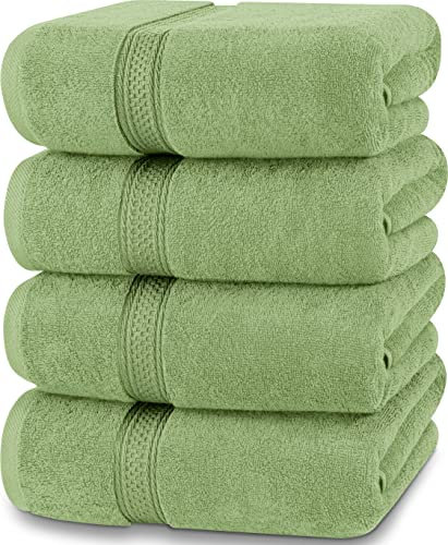 Utopia Towels - Lot de 4 Serviettes de Bain luxueuses - 100% Coton filé à l'anneau, séchage Rapide, très absorbantes, Douces au Toucher, parfaites pour Un Usage Quotidien - Vert Sauge