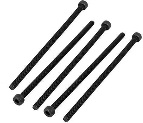 Sourcingmap M4x90mm Fully Thread Hex Socket Head Knurled Cap Screw Bolt Black 5pcs