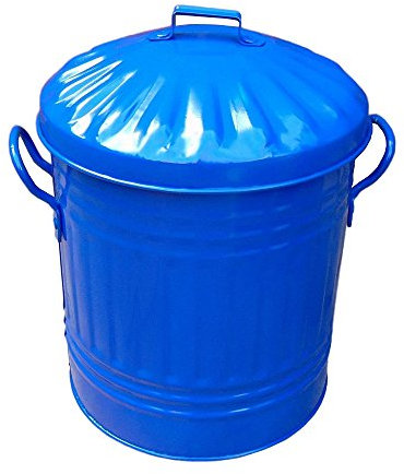 Easy Shopping Small 15 Litre 15L Round Shape Several Colour Metal Bin Recycle Rubbish Waste Dustbin Bin with Lid (Blue)