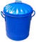 Easy Shopping Small 15 Litre 15L Round Shape Several Colour Metal Bin Recycle Rubbish Waste Dustbin Bin with Lid (Blue)