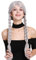WIG ME UP - 90958-ZA68E Perücke Damen Fasching Karneval Zwei geflochtene Zöpfe Mittelscheitel grau 60 cm