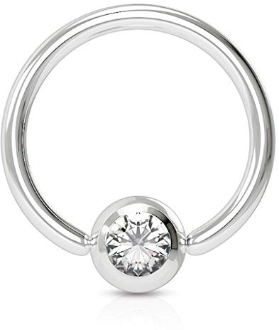 viva-adorno Universal Piercing Ring BCR Kristall Lippenring Klemmring Septumpiercing Brustpiercing Chirurgenstahl Z507