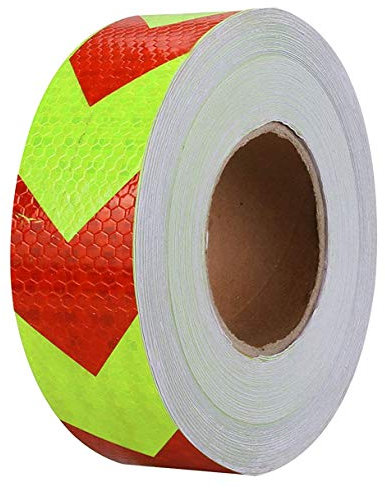 Reemky Sicurezza Riflettente Pericolo AVVERTENZA Freccia nastro Riflettore Adesivi rosso e giallo (lunghezza opzionale) 2x 9.8ft(5CMx3M)