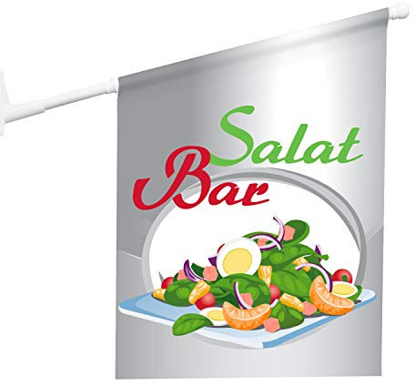 Vispronet® Eisfahne - Salat Bar ✓ 46 x 52 cm ✓ Vinylplane ✓ doppelseitig Bedruckt ✓ inkl. Wandhalterung