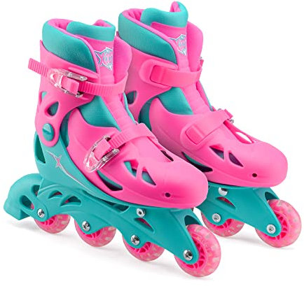 Inline Roller Skates Boots Adjustable, Boys & Girls, Blue