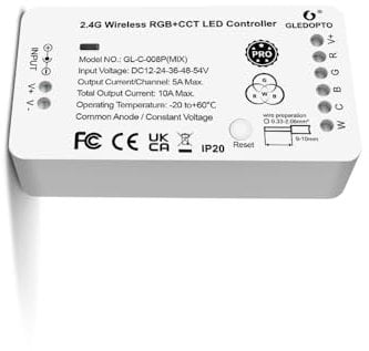 GLEDOPTO Zigbee Contoller RGBCCT 1ID Smart LED Controller Dimmable Compatible with Zigbee 3.0 Hub Bridge DC12-24 volts for LED strips and ribbons