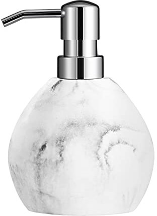 Luxspire Hand Soap Dispenser, 15.2 oz Countertop Hand Lotion Pump Bottles, Lotion Container, Refillable Liquid Hand Soap Jar, Resin Shower Dispensers for Bathroom, Kitchen - White Marble