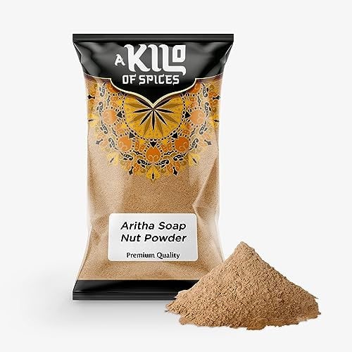 A Kilo Of Spices | Aritha Soap Nut Powder 1Kg | Premium Quality Reetha Powder | 100% Natural Ayurvedic Shampoo Substitute | Instant Herbal Hair Cleanser for Easy Home Preparation