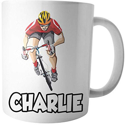 AK Giftshop Personalised Mug - Cycling Cyclist - Gift - Birthday - Christmas - Stocking Filler - Secret Santa
