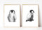 Din A4 Kunstdruck ungerahmt - 2-teilig - Niedlicher Pinguin Profil Aquarell grau Geschenk Druck Poster Bild
