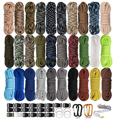 WEREWOLVES 550 Paracord Typ III - Survival Paracord Bracelet Rope Kits - Zelt Seil Fallschirm Schnur Combo Crafting Kits, viele Farben der Outdoor Survival Rope - Great Gift (Dark-30 Color)