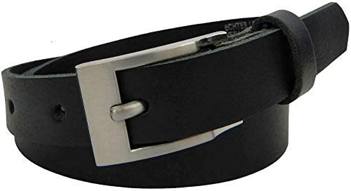 Manza Gürtel Damen Herren Ledergürtel 2cm breit echtes Leder Rindleder Neu (Schwarz, 125 cm Gesamtlänge 135 cm)