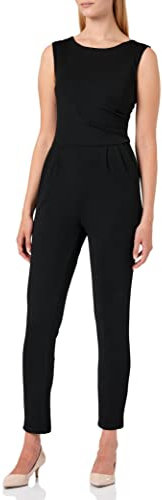 Koucla Damen Overall Jumpsuit Playsuit Bateau Ausschnitt (Schwarz, XL)