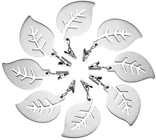 Goohosi Tischdeckenbeschwerer, Edelstahl, Tischdecken-Klammer, Blätterform, Metall, für Esstisch, 8 Stück