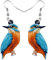 Ohrringe Eisvogel-Motiv, Acryl, Blau / Orange