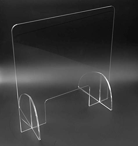 Seribas Mampara Metacrilato Mostrador Transparente (90cm x 60cm) Sistema de Prevención Ligero y Estable.