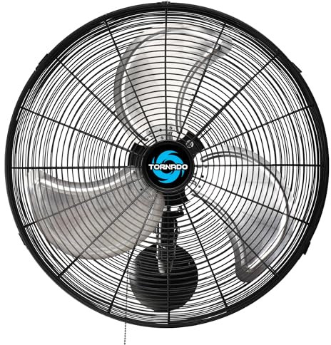 Tornado ZASTION 20 Inch Pro Series High Velocity Oscillating Wall Mount Fan For Industrial, Commercial, Residential Use 3 Speed 5250 CFM UL Safety Listed