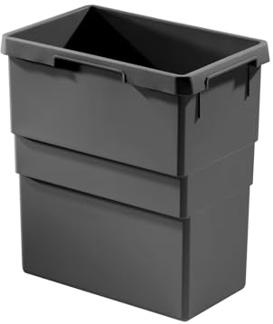 Hailo Inneneimer 1137679 dunkelgrau 30 Liter | Ersatz-Inneneimer für Abfallsammler | Kunststoff | Maße 397 x 258 x 413 mm | passend für Einbau-Mülleimer Euro Cargo | robuster Küchen-Einsatz