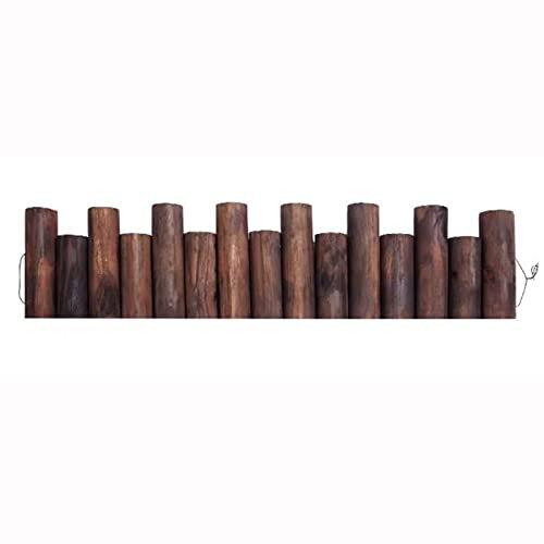 HHWEA Kiefer Imprägniert Lattenzaun Gartenpalisade Beeteinfassung Einfassung Flexibler Für Beete Rund, Rabatten Und Rasenflächen,Walnutcolor-10/15x90cm