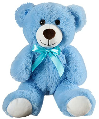 SNOWOLF Peluche d'ours Adorable Animal empaillé Oreiller poupée d'ours Cadeau d'enfant garçon Fille Anniversaire Noël Saint Valentin (13.7In/35CM,Blue)